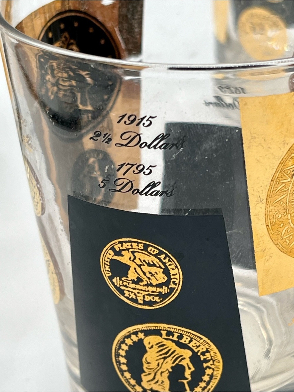 mid century cera us gold coin glasses Set Of 5 - Picture 6 of 13